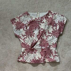Handmade Elegant Floral Blouse in Pink and White
